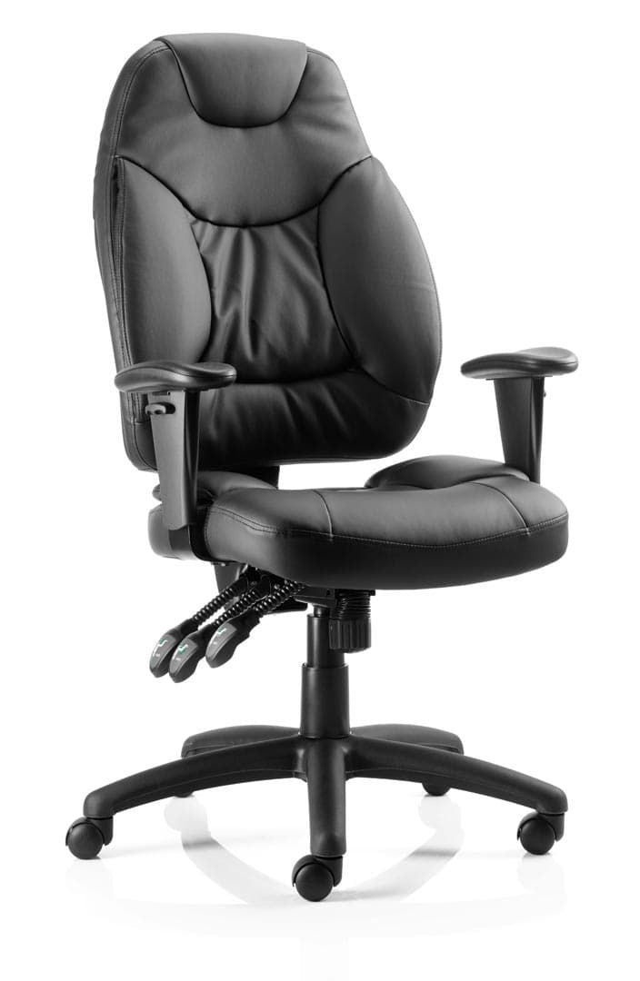 Galaxy Black Leather Office Chair with Height Adjustable Arms
